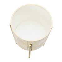Hello Honey® Cream & Gold Boho Embossed Metal Planters with Stands Set