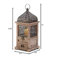 14'' Flip-Top Wooden Lantern