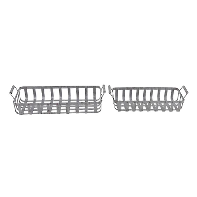 Set of 2" Grey Metal Farmhouse Tray, 20", 24"