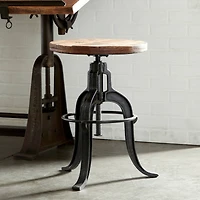 29" Brown Iron & Wood Industrial Stool