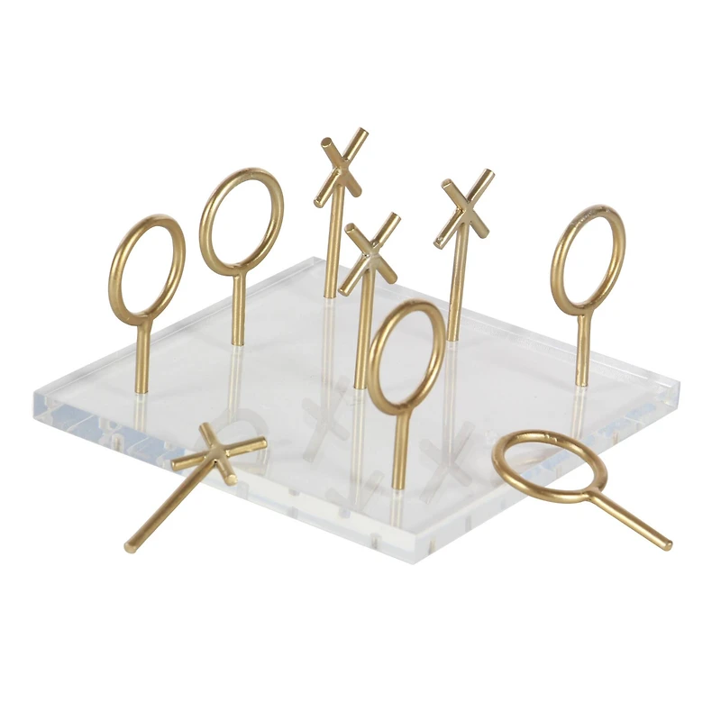 CosmoLiving by Cosmopolitan Gold & White Acrylic Glam Tic-Tac-Toe Game Set