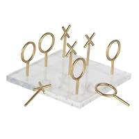 CosmoLiving by Cosmopolitan Gold & White Acrylic Glam Tic-Tac-Toe Game Set