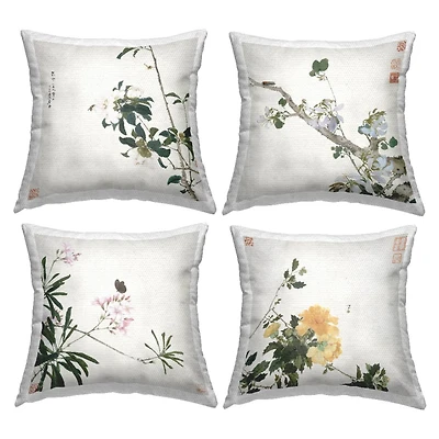 Stupell Industries Traditional Eastern Flowers Outdoor Printed Pillow Set