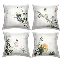 Stupell Industries Traditional Eastern Flowers Outdoor Printed Pillow Set