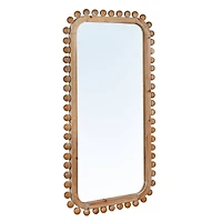 Hello Honey® 45" Natural Boho-Southwestern Beaded Rectangular Firwood Wall Mirror