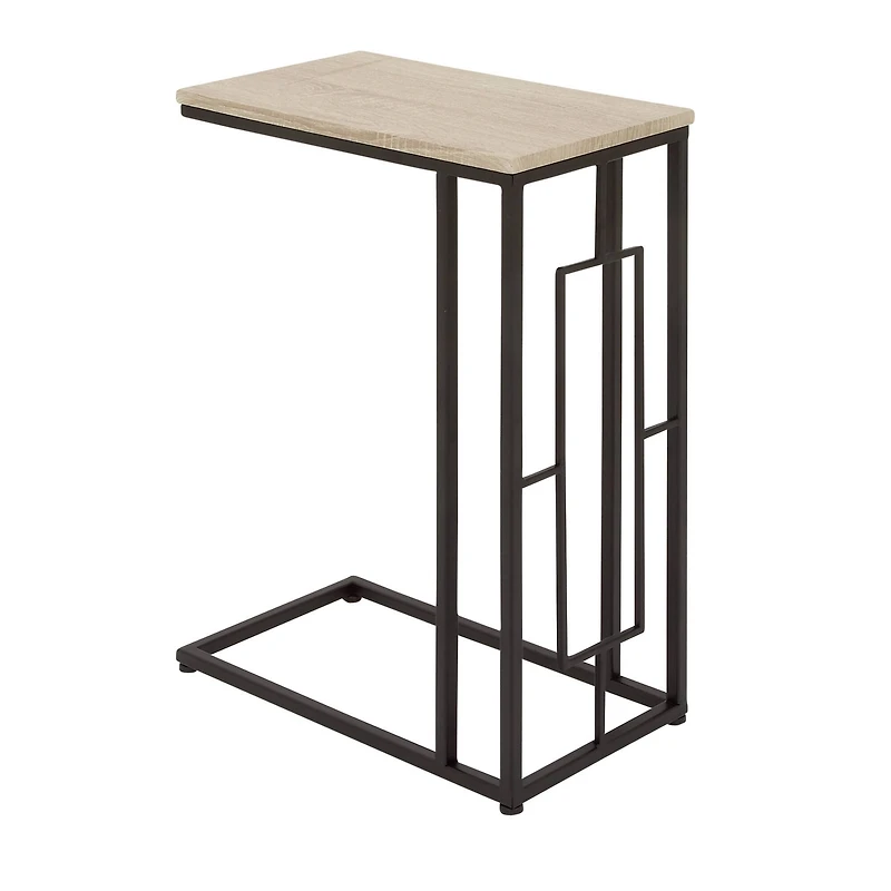 Black Iron & Wood Contemporary Accent Table