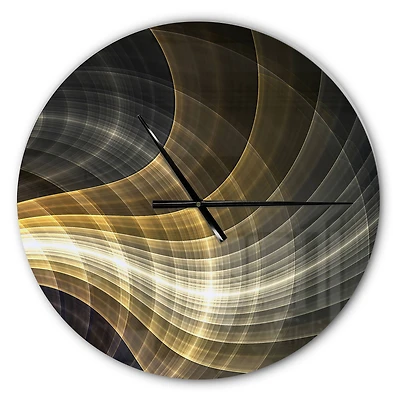 Designart Yellow Fractal Light Art Modern Wall Clock