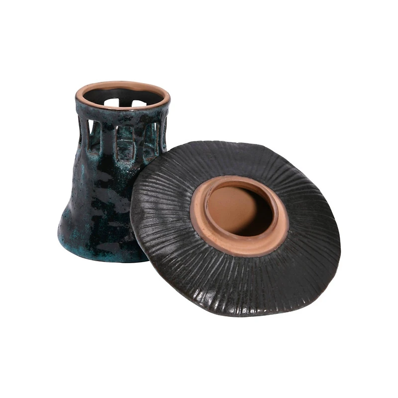 Hello Honey® 9" Stoneware Mushroom Lantern with Lid Set, 2ct.