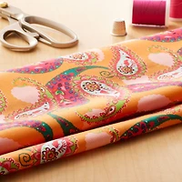 Orange Paisley Cotton Fashionable Fabric by Loops & Threads®
