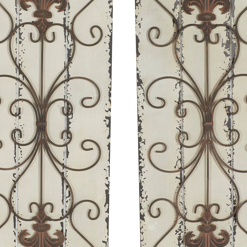 32" White Rustic Wood Wall Decor, 2ct.