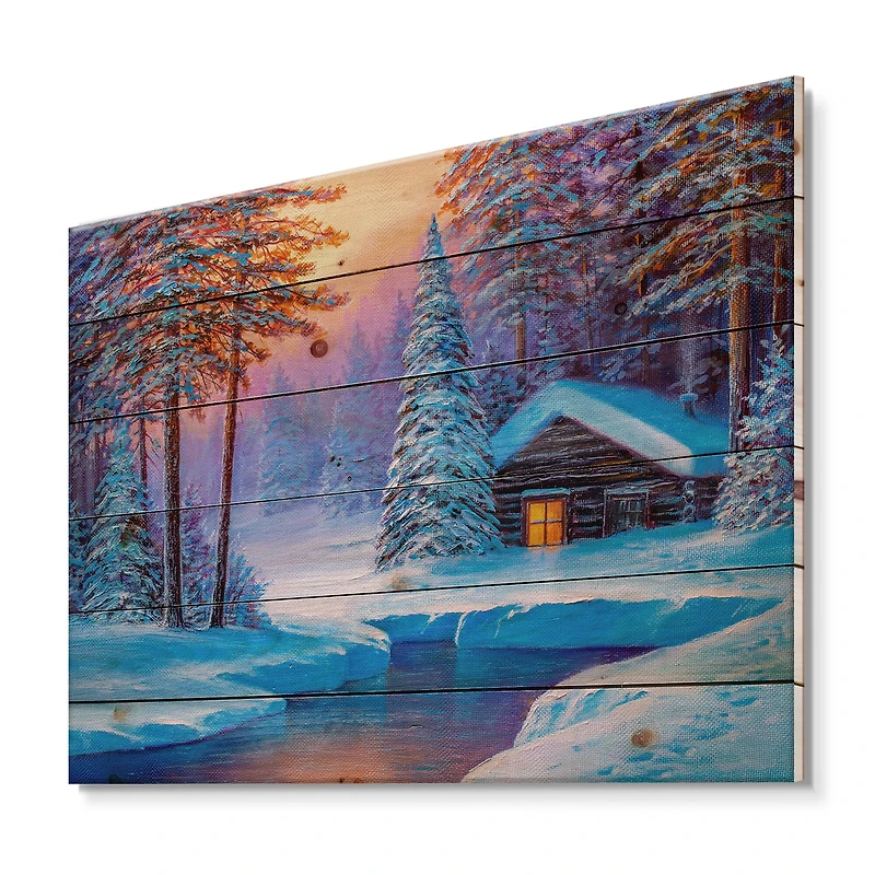 Designart - Old Cabin In Winter Forest I