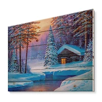 Designart - Old Cabin In Winter Forest I
