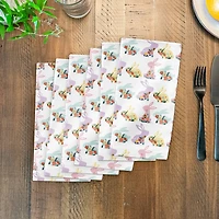 Pastel Floral Rabbits 10" x 10" Cotton Twill Napkin