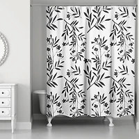 Monochromatic Floral Bunch 71" x 74" Shower Curtain