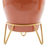 The Novogratz Set of 2 Pink Iron Modern Planter, 12" x 10" x 10"