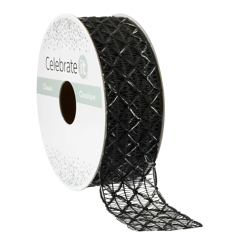 1" x 3yd. Black Crochet Net Ribbon by Celebrate It™ Classic