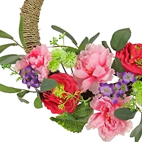 16" Spring Rose, Peony, & Globe Flowers Hoop Wreath