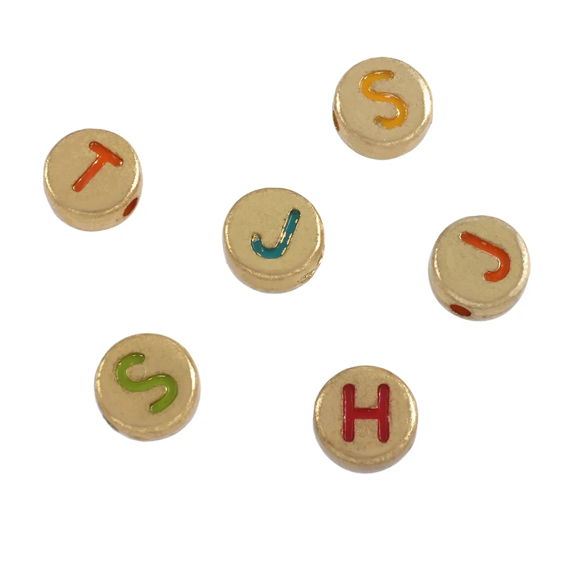 Gold Alphabet Circle Acrylic Beads, 7mm by Bead Landing™
