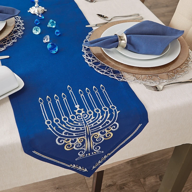 DII® 108" Embroidered Menorah Table Runner