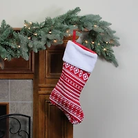 22" Festive Snowflake Sweater Knit Christmas Stocking