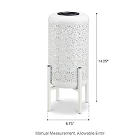 Glitzhome® 14.25" White Metal Cutout Flower Pattern Solar Powered LED Outdoor Lantern