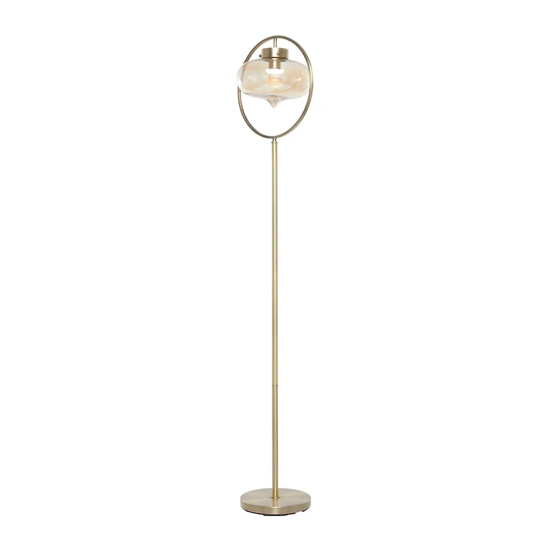 Gold Iron Contemporary Floor Lamp, 14" x 14" x 9"