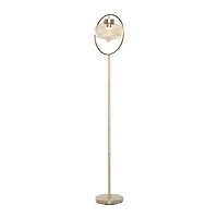 Gold Iron Contemporary Floor Lamp, 14" x 14" x 9"