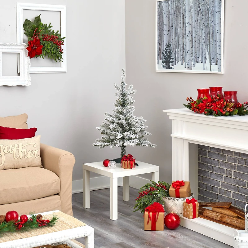 3ft. Pre-Lit West Virginia Spruce Artificial Christmas Tree, Clear LED Lights