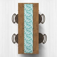 Teal Nature Palm 16" x 90" Outdoor Table Runner