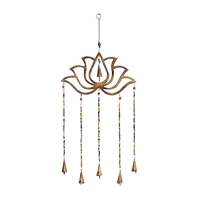Gold Mango Wood Eclectic Style Windchime, 15" x 30"