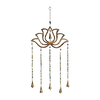 Gold Mango Wood Eclectic Style Windchime, 15" x 30"
