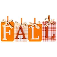 Plaid Pumpkins Wooden Fall Harvest Sign - 11"