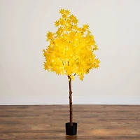 5ft. Pre-Lit Yellow Autumn Maple Artificial Fall Tree with 250 Warm White LED Lights