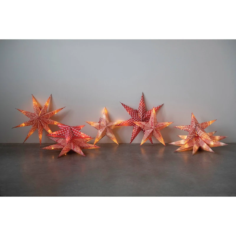 Hello Honey® 24" Red LED Paper Star Ornaments Set