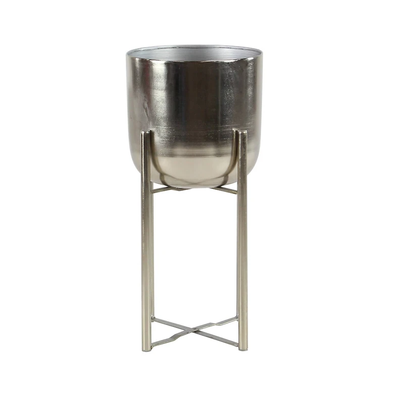 Silver Metal Glam Planter Set