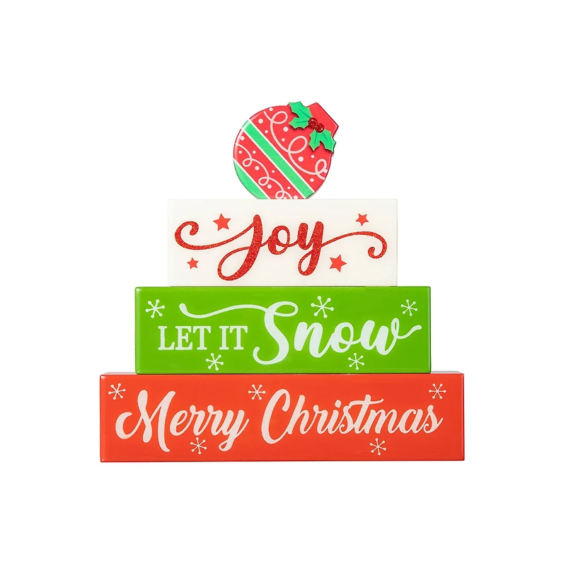 Glitzhome® 9.5" Christmas Wooden Block Word Sign