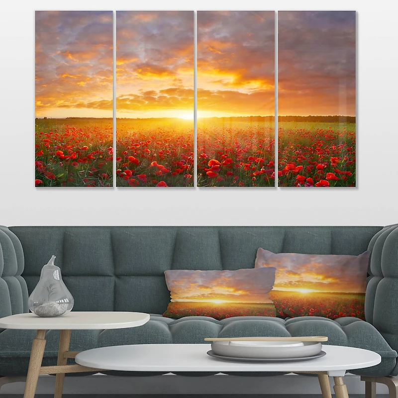 Designart - Poppy Field under Bright Sunset