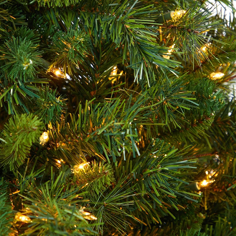 4.5ft. Pre-Lit Wyoming Mixed Pine Artificial Christmas Tree in White Tower Planter, Clear Lights