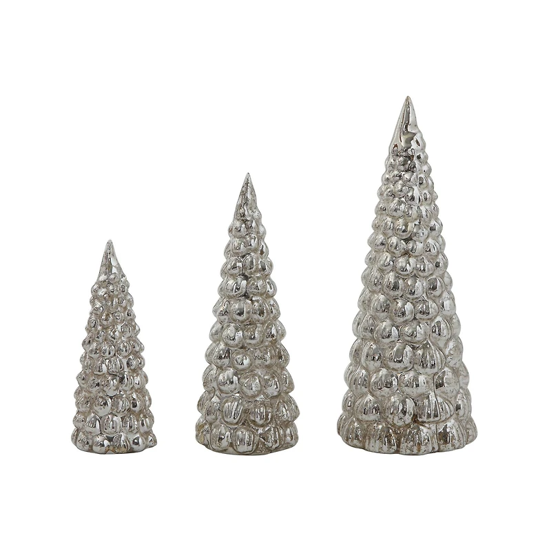 Hello Honey® Silver Embossed Mercury Glass Tree Set