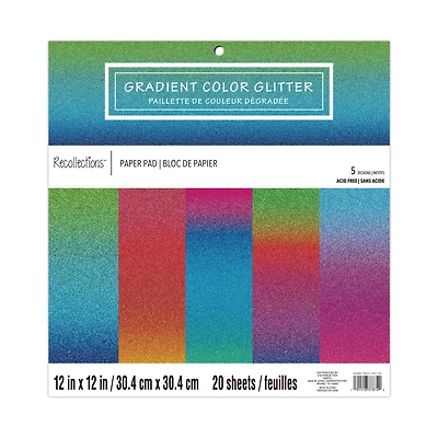 Gradient Color Glitter Paper Pad by Recollections™, 12" x 12"