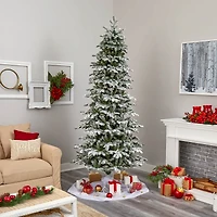 8ft. Pre-Lit Flocked North Carolina Fir Artificial Christmas Tree with Warm White LED Lights