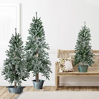 3ft., 4ft, & 5ft. Unlit Flocked Alpine Artificial Christmas Tree Set