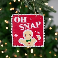 6.25" Gingerbread Man "OH SNAP" Square Christmas Ornament