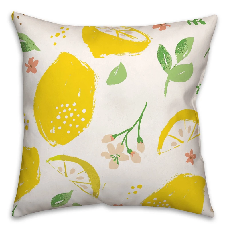 Spring Lemon Pattern 18" x 18" Throw Pillow