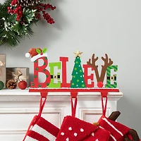 Glitzhome® 14.5'' BELIEVE Metal Christmas Stocking Holder