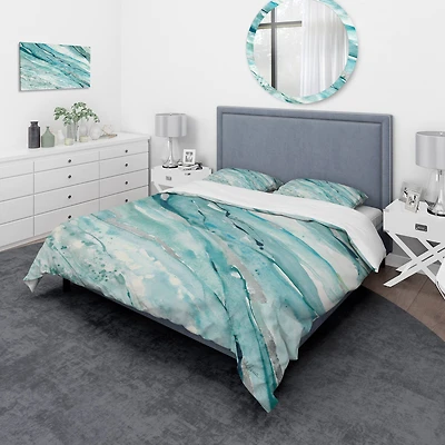 Designart 'Silver Springs I Blue Green' Farmhouse Bedding Set