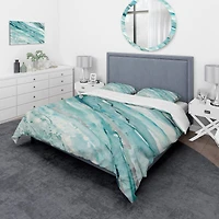 Designart 'Silver Springs I Blue Green' Farmhouse Bedding Set