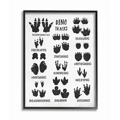 Stupell Industries Children's Rustic Dinosaur Track Chart with Text Framed Wall Art