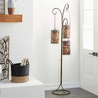 5.5ft. Brass Iron Eclectic Candle Holder Lantern