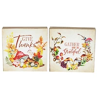 Give Thanks and Be Grateful Fall Harvest Signs - 4.75" - Set of 2